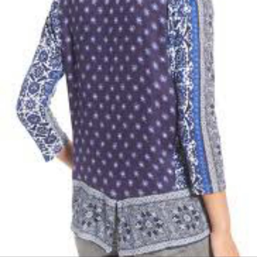 Lucky Brand Blue Boho Pattern Split Back Long Sle… - image 2